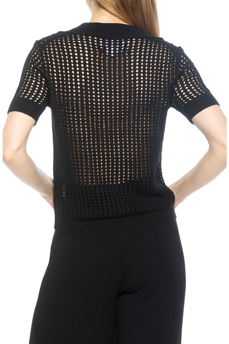 Josi Crochet Button-Up Top, Alternate, color, BLACK