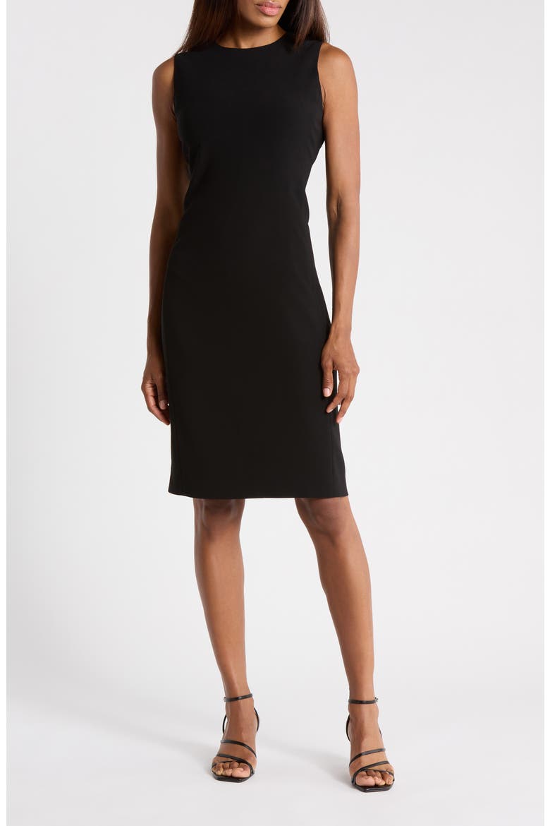 Eano Sleeveless Crepe Shift Dress, Main, color, BLACK