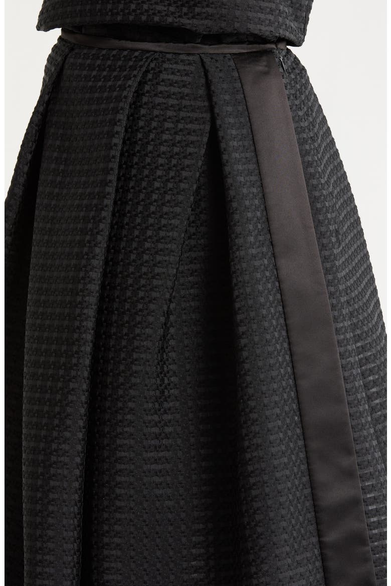 Pleated Jacquard Midi Skirt, Alternate, color, SOLID BLACK