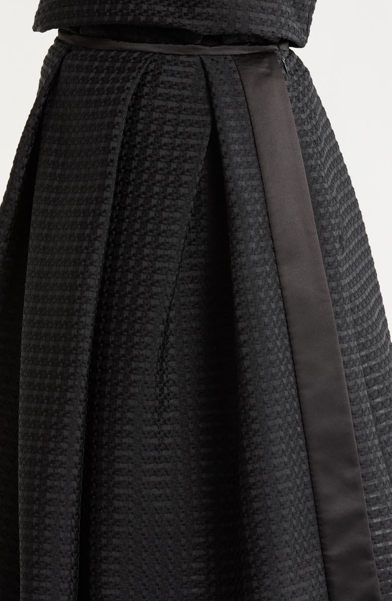 Emporio Armani Pleated Jacquard Midi Skirt, Alternate, color, Solid Black