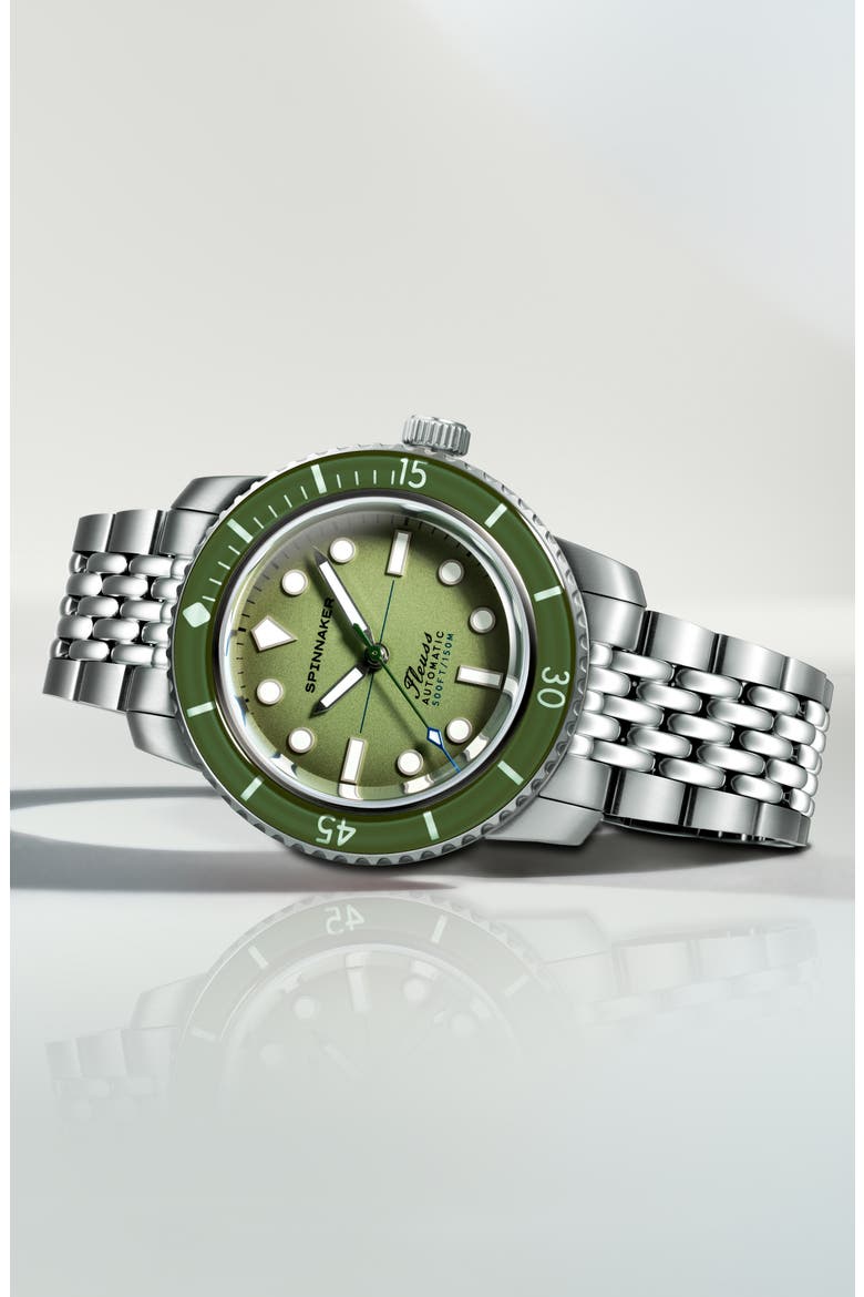 Fleuss 40 Pine Crest Automatic Bracelet Watch, 40mm, Alternate, color, GREEN