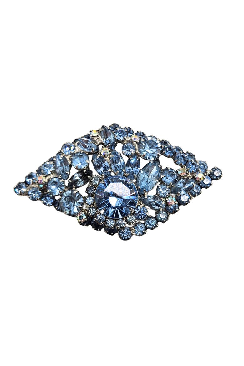 Vintage Light Blue/White Rhinestone Brooch/Pendant, Main, color, Light BLue