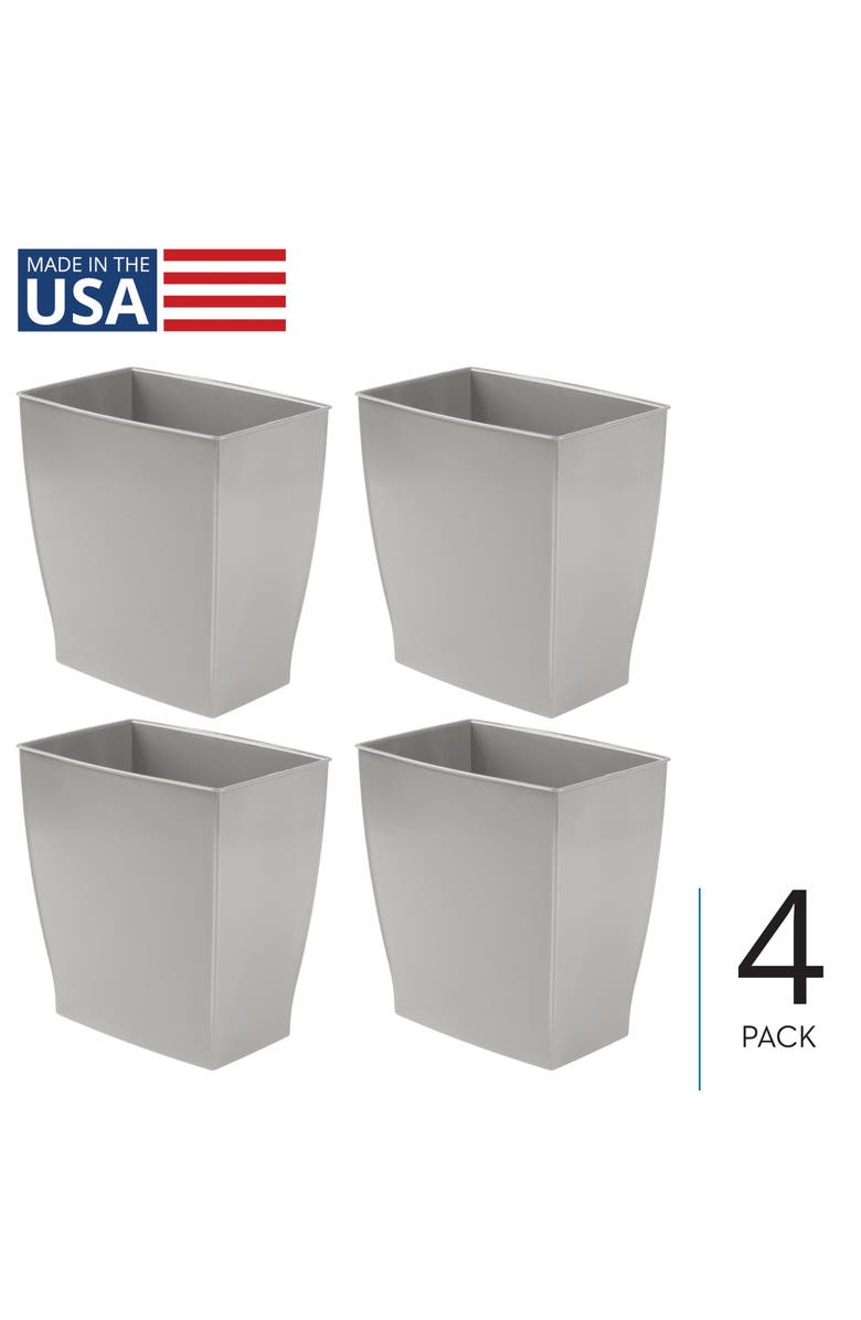 iDesign Small Rectangular Bathroom Trash Cans - Set of 4 - Gray, Main, color, Gray