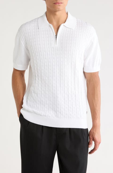 Alex Cotton Blend Quarter Zip Polo Sweater