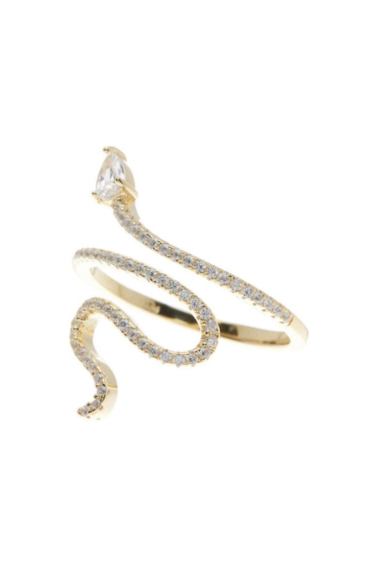 Cubic Zirconia Snake Ring & Cuff Bracelet Set, Alternate, color, GOLD