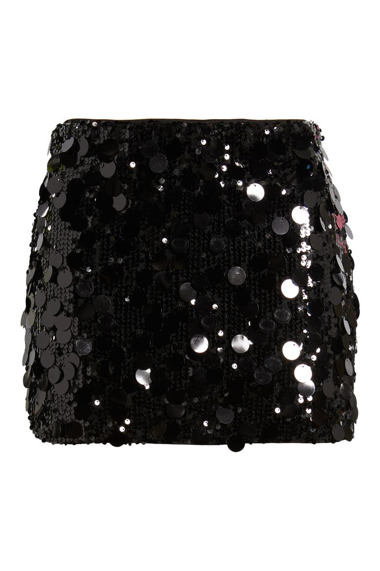 Riego Sequin & Paillette Low Rise Miniskirt, Alternate, color, BLACK