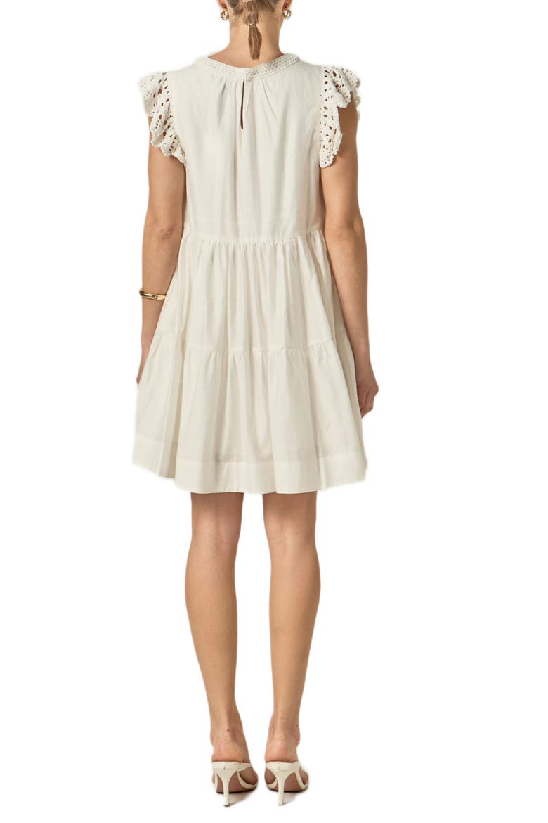 Crochet Detail Tiered Dress, Alternate, color, OFF WHITE