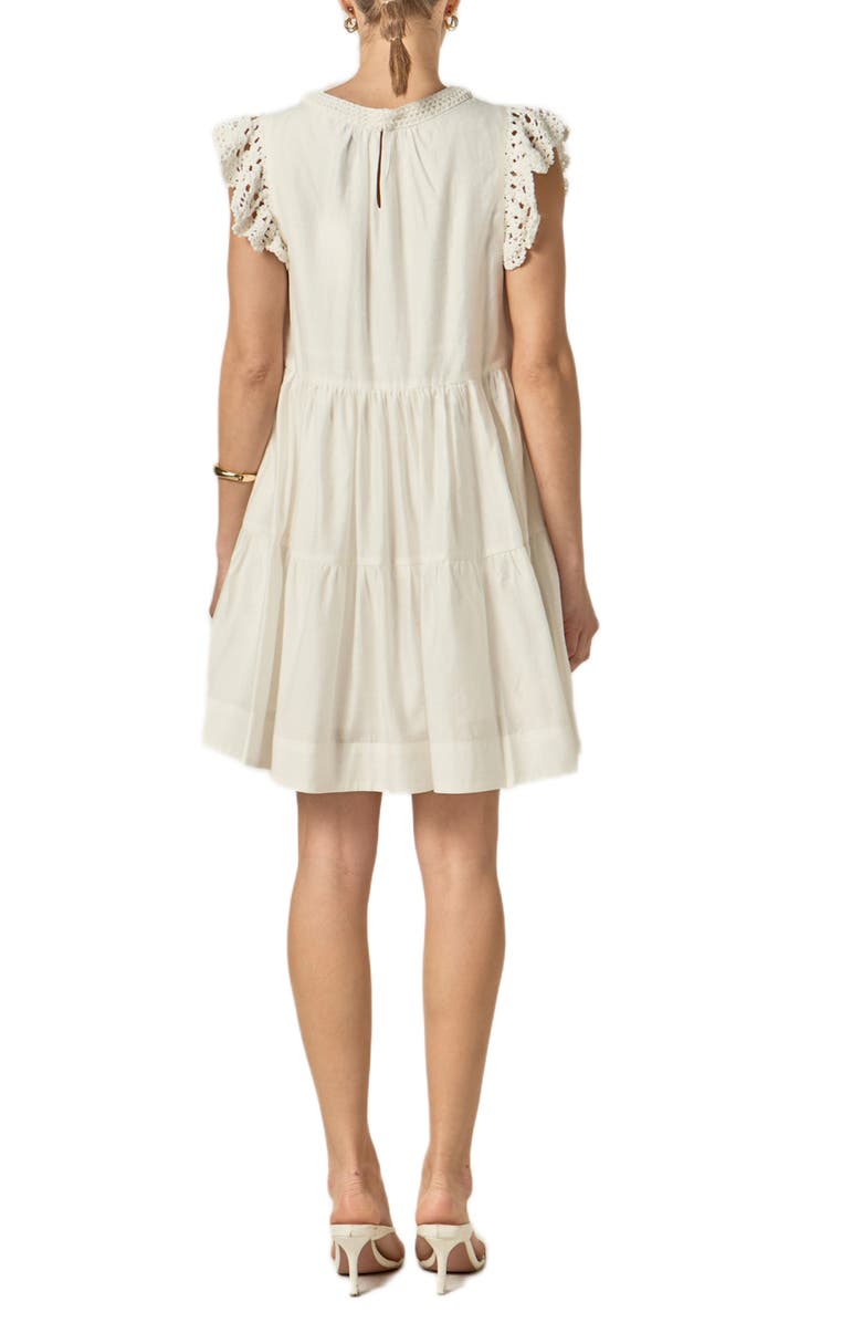English Factory Crochet Detail Tiered Dress, Alternate, color, Off White