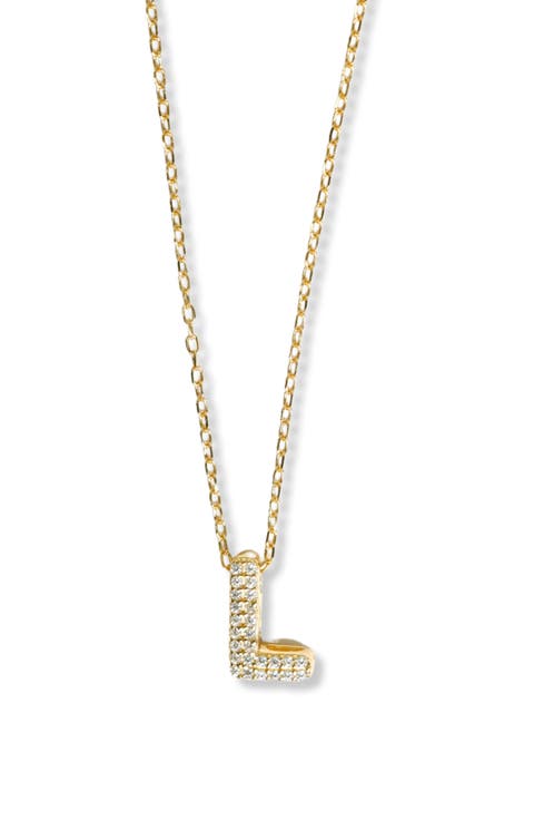 Cubic Zirconia Bubble Inital Pendant Necklace