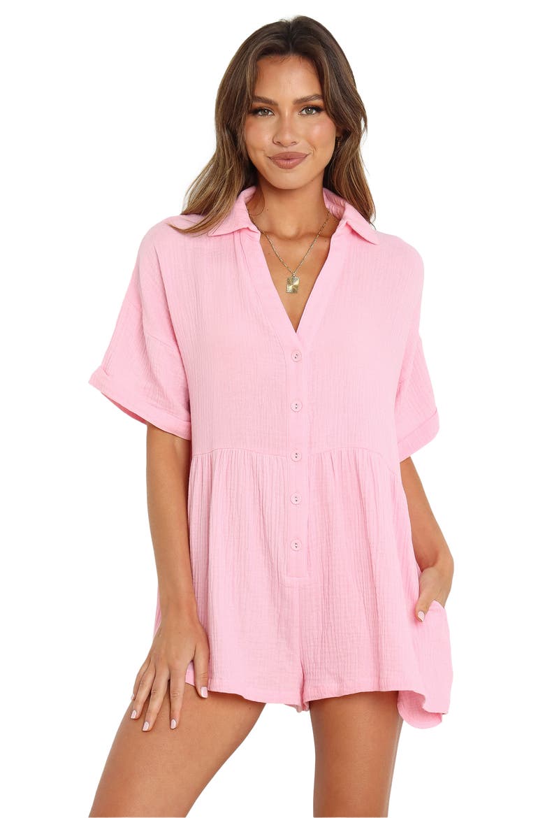 Winny Crinkle Cotton Romper, Alternate, color, PINK