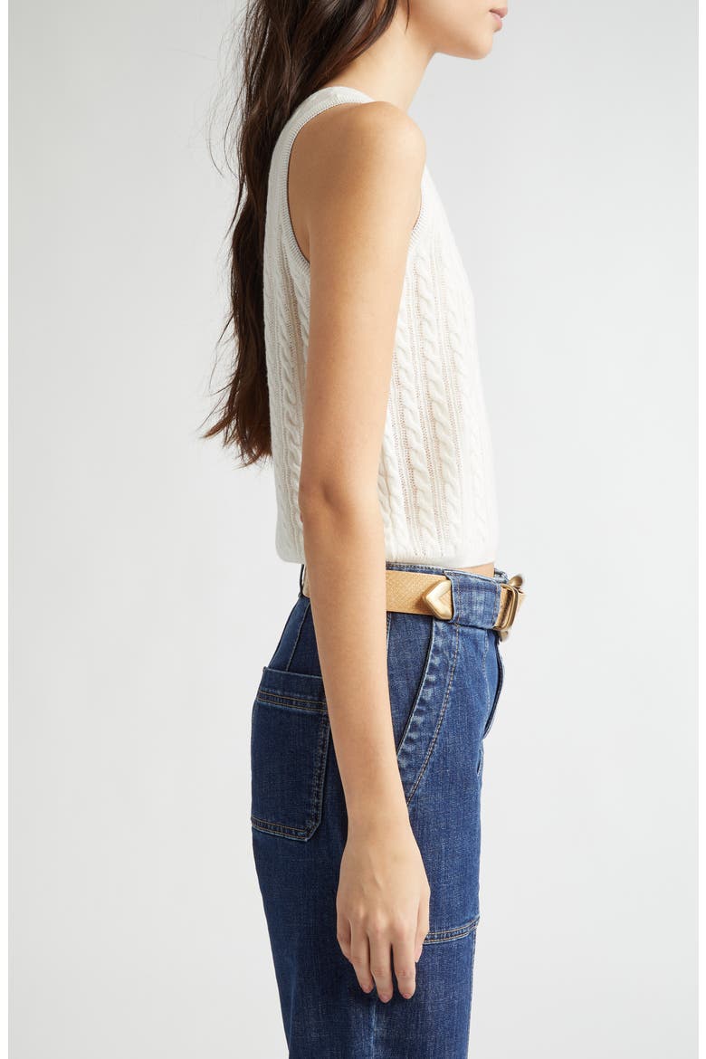 Cable Knit Sleeveless Sweater, Alternate, color, WHITE