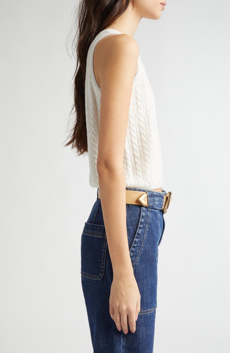 Eleventy Cable Knit Sleeveless Sweater, Alternate, color, White