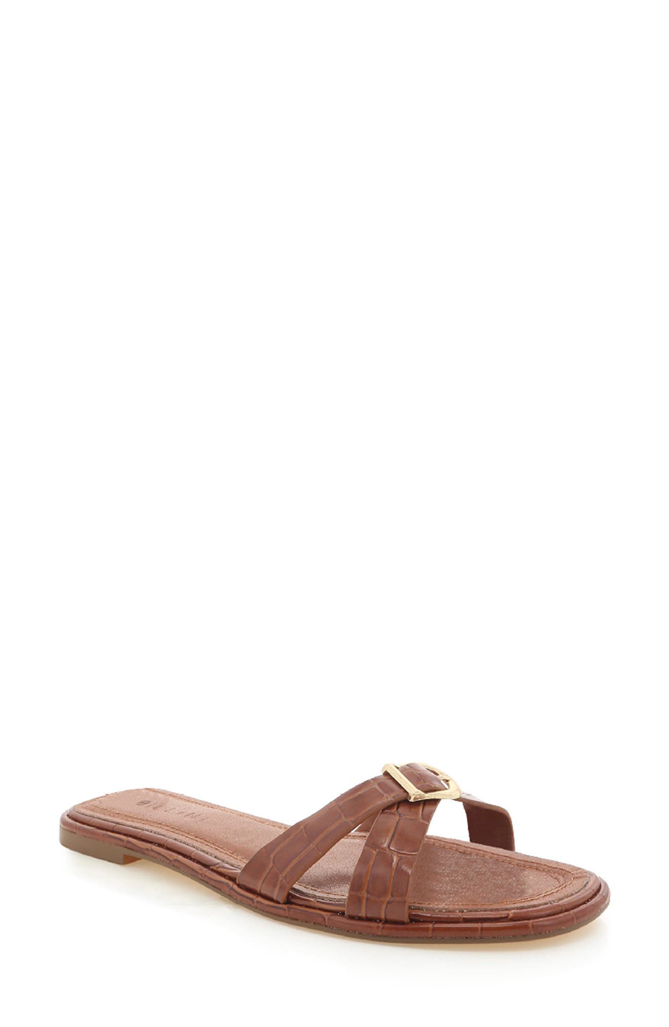 Perline Slide Sandal, Main, color, DARK TAN CROC