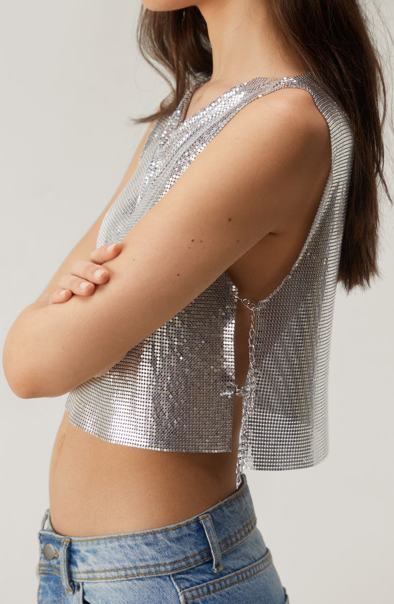 NASTY GAL Chain Mail Crop Top, Alternate, color,