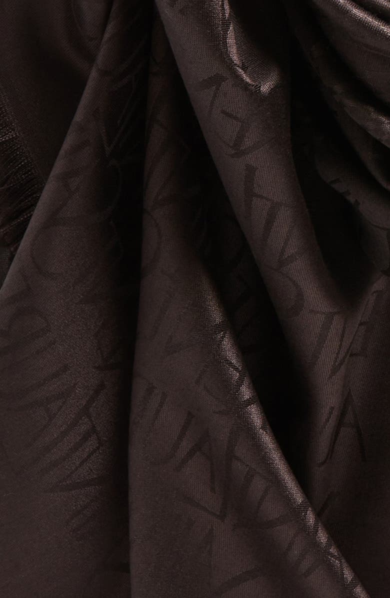 Saint Laurent Grand Allover Logo Silk & Wool Scarf, Alternate, color, Expresso