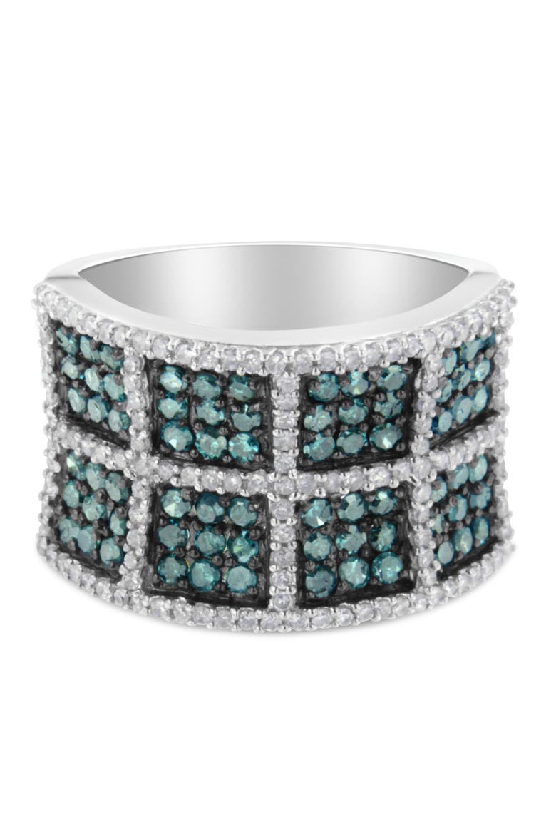 14K Gold 1 1/2 Cttw White and Treated Blue Diamond Cocktail Ring, Main, color, White Gold
