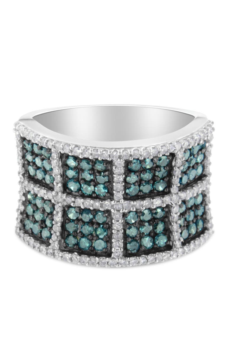 Haus of Brilliance 14K Gold 1 1/2 Cttw White and Treated Blue Diamond Cocktail Ring, Main, color, White Gold