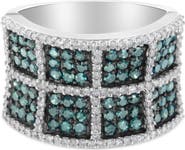 Haus of Brilliance 14K Gold 1 1/2 Cttw White and Treated Blue Diamond Cocktail Ring
