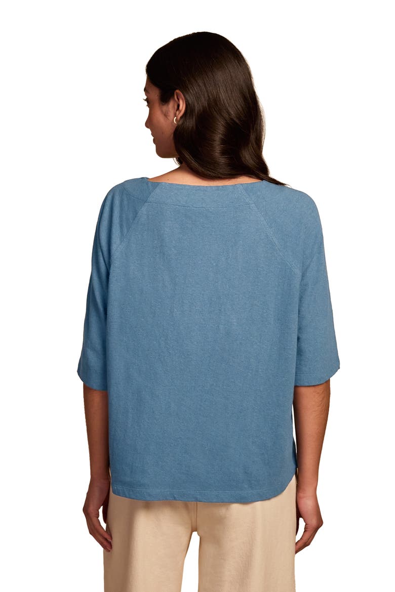 Linen Blend Short Sleeve Swing Top, Alternate, color, Smoke Grey