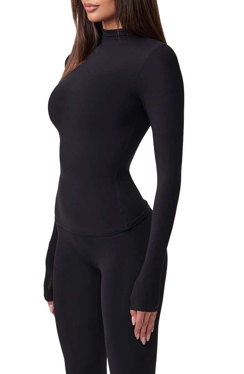 Naked Wardrobe Mock Neck Top, Alternate, color, Black