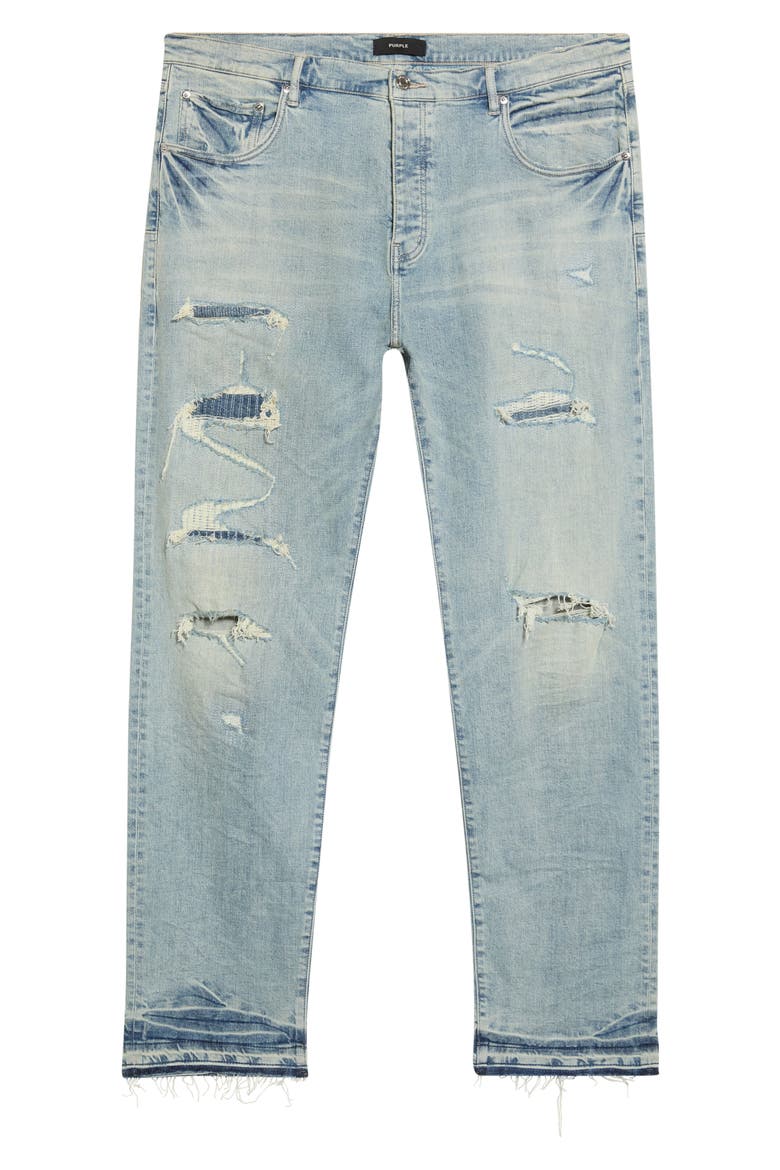 P005 Distressed Straight Leg Jeans, Main, color, LIGHT INDIGO