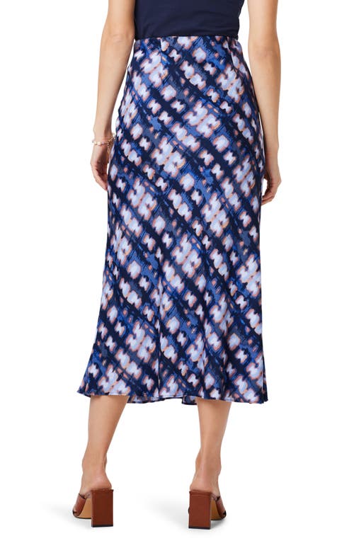 Nic + Zoe Shibori Glow Midi Skirt In Indigo Multi