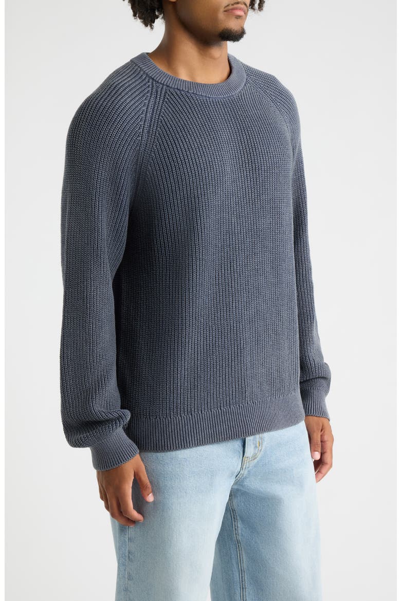 Heavyweight Ribbed Cotton Crewneck Sweater, Alternate, color, NAVY IRIS