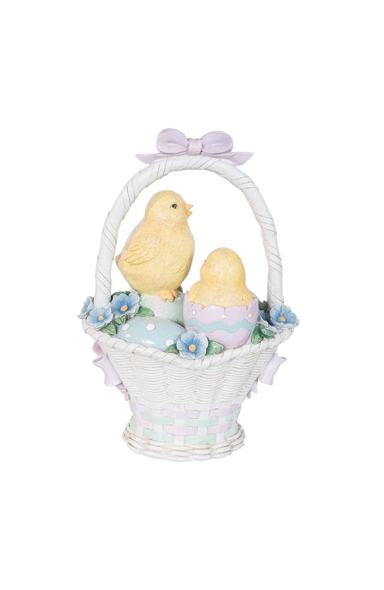 Gallerie II Vintage Easter Chicks on Egg Basket Large Decorative Figurines, Alternate, color, Yellow