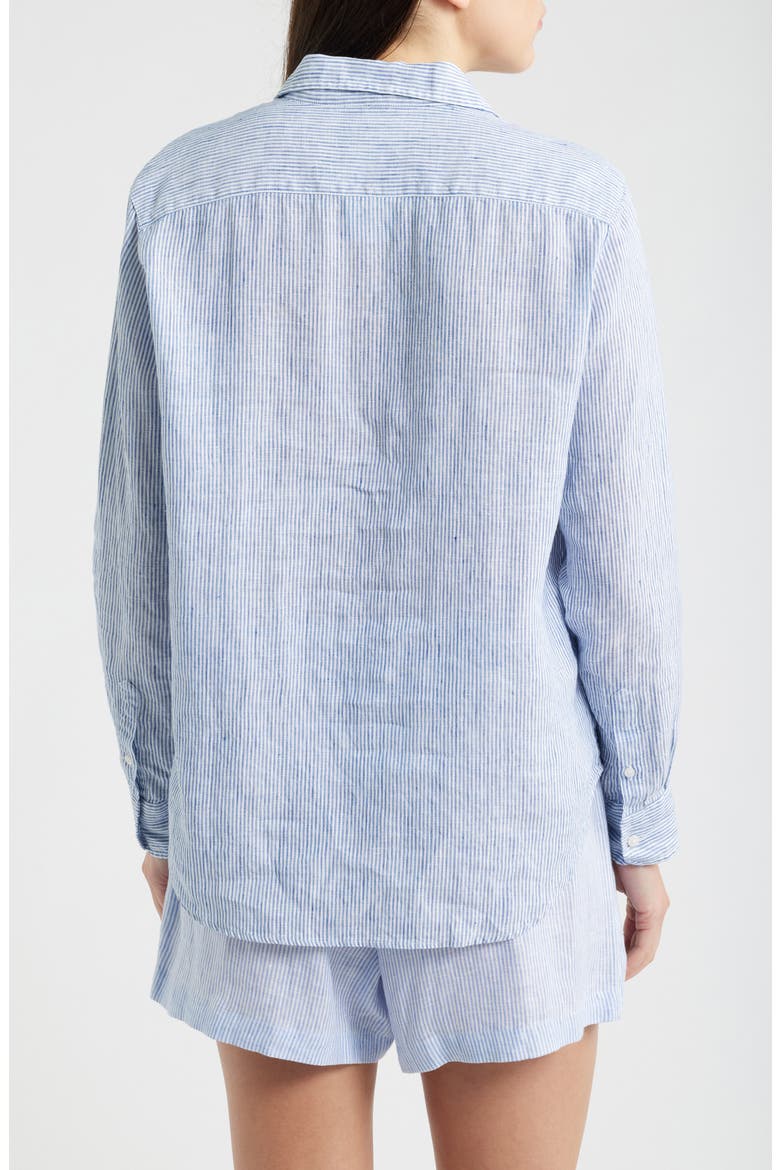 Relaxed Linen Button-Up Shirt, Alternate, color, THIN STRIPE