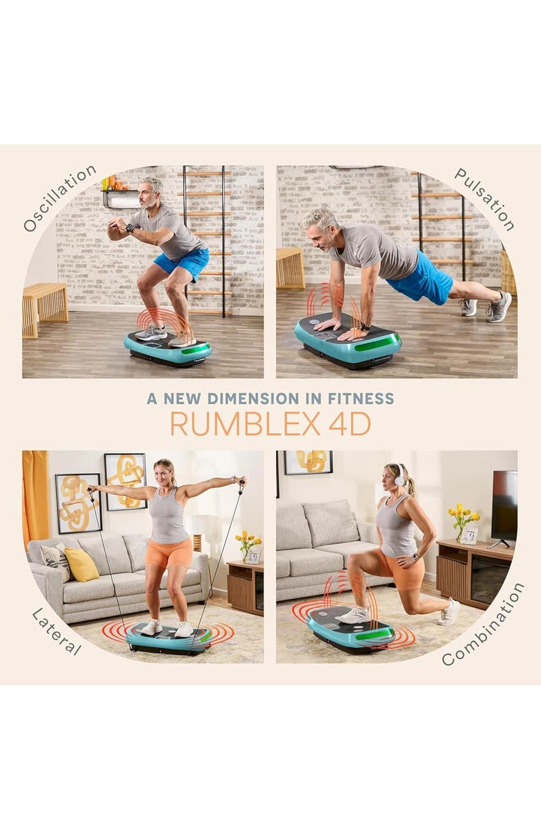 Lifepro Rumblex 4D Vibration Plate Machine with Triple Motors for Fitness Weight Loss and Recovery, Alternate, color, Teal