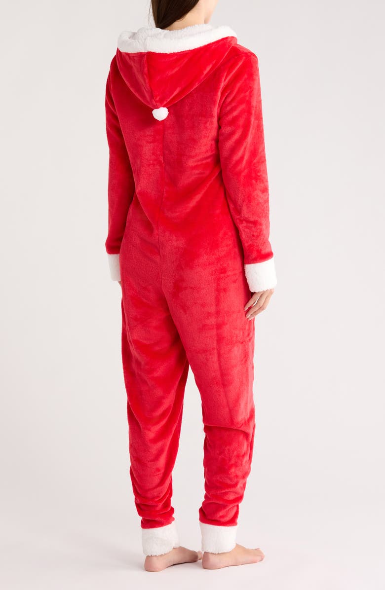 JACLYN Santa Hooded One-Piece Pajamas, Alternate, color, Solid Lollipop