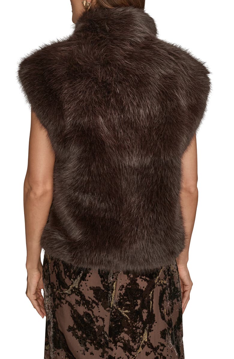 Donna Karan New York Faux Fur Vest, Alternate, color, Chocolate Plum