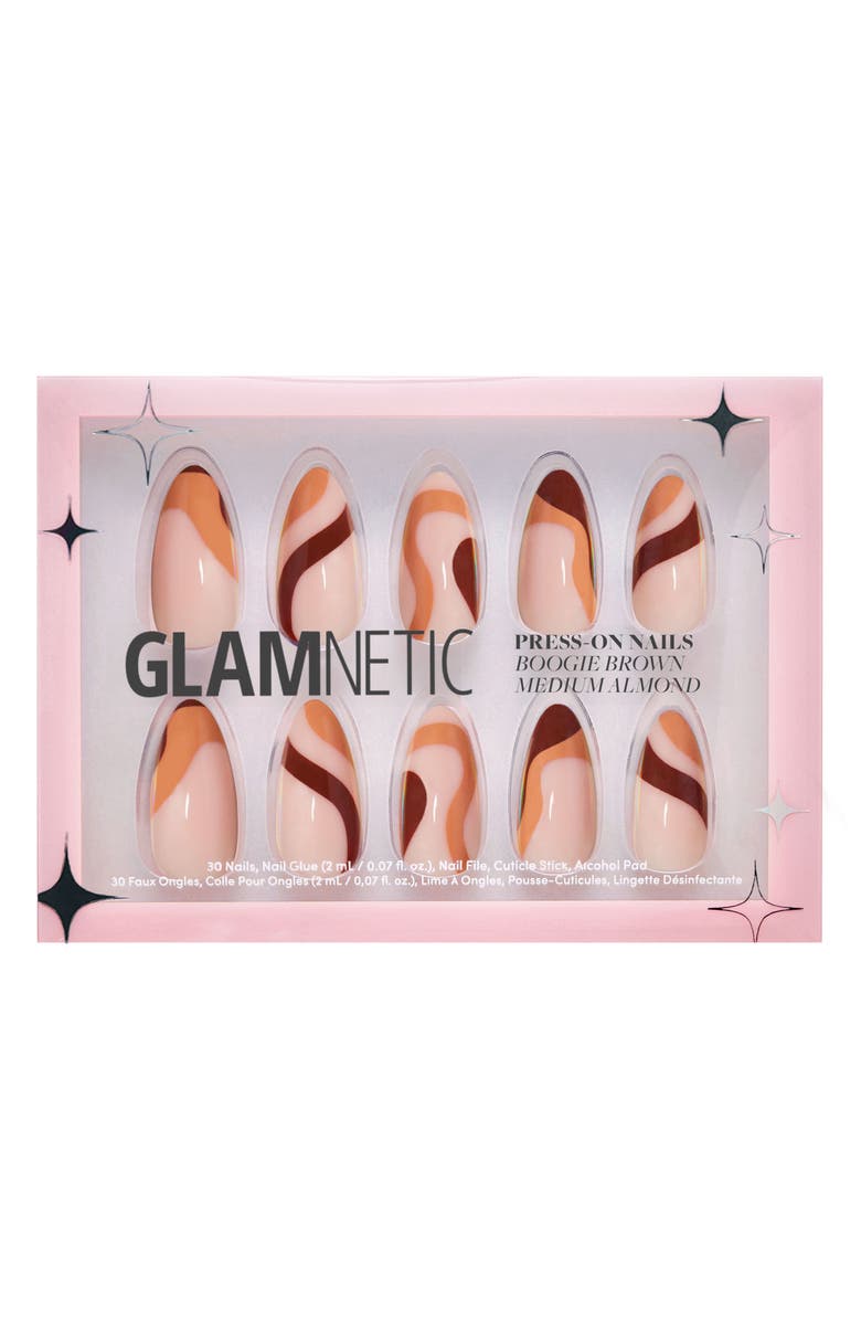 GLAMNETIC Almond Press-On Nails in Boogie Brown, Main, color, 