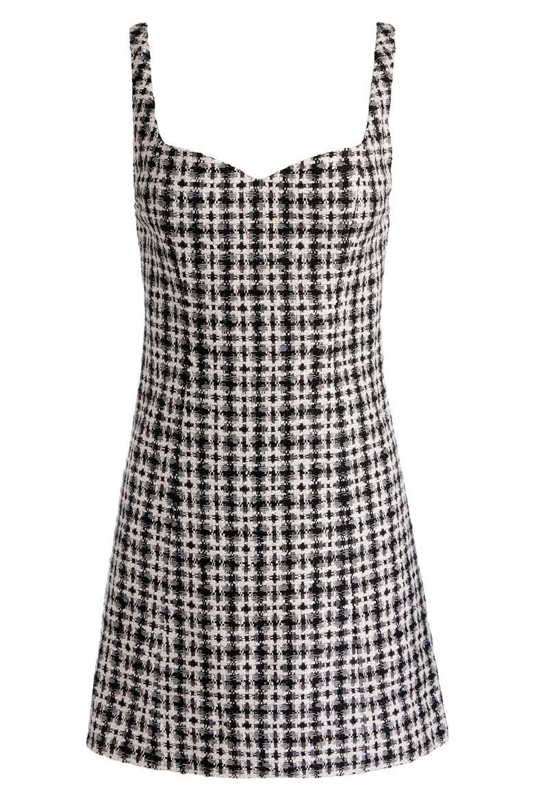 Eve Sweetheart Neck Tweed Minidress, Alternate, color, BLACK/ OFF WHITE