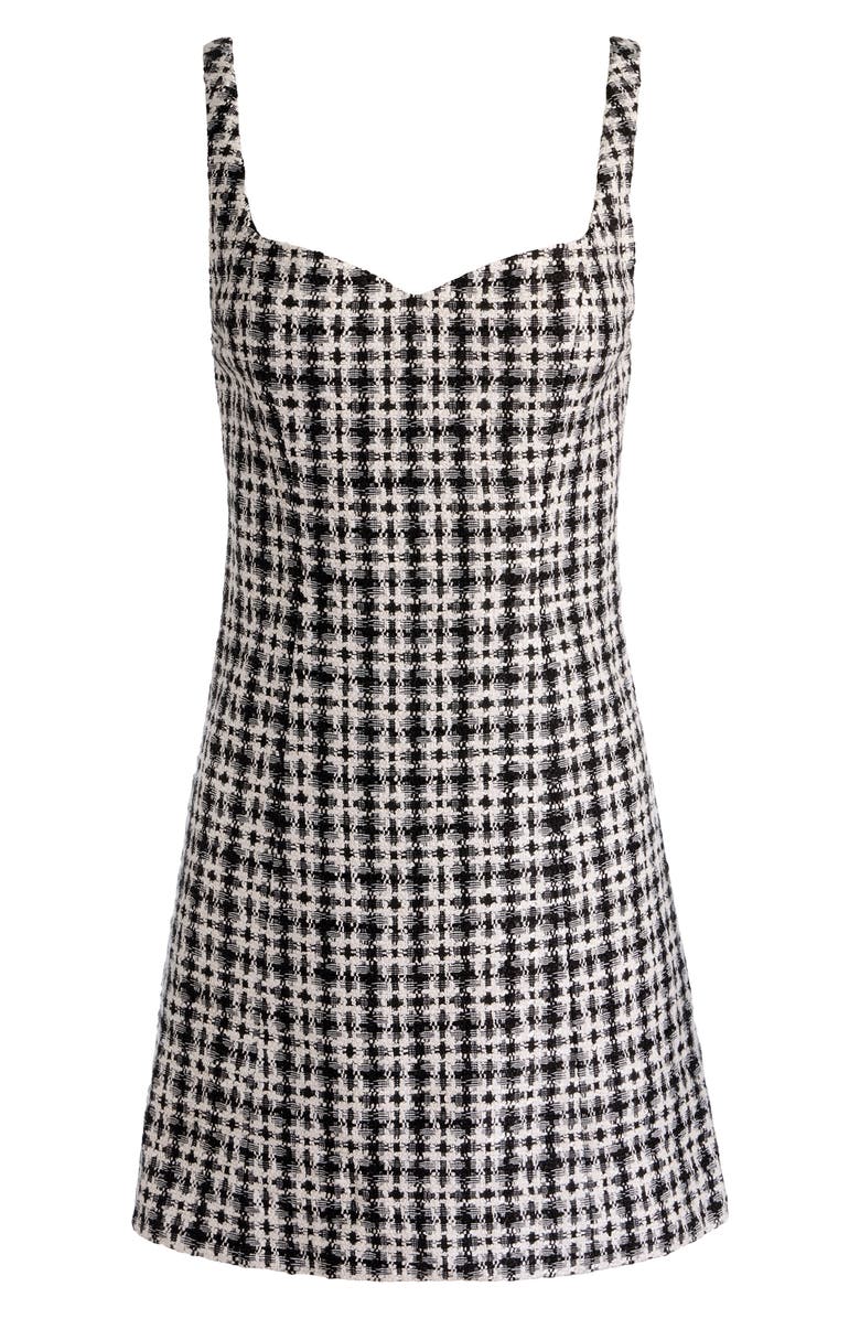 Alice + Olivia Eve Sweetheart Neck Tweed Minidress, Alternate, color, Black/ Off White
