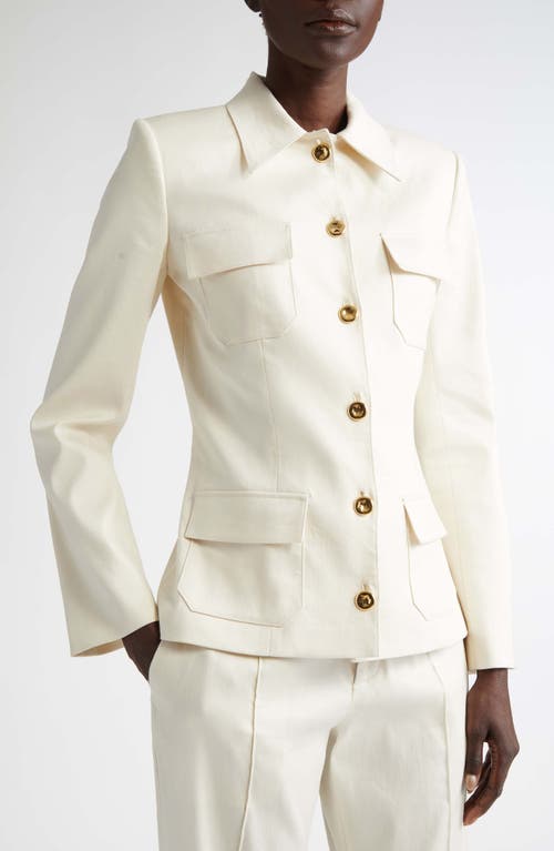 Brandon Maxwell Gage Fitted Button-up Jacket In Ivory