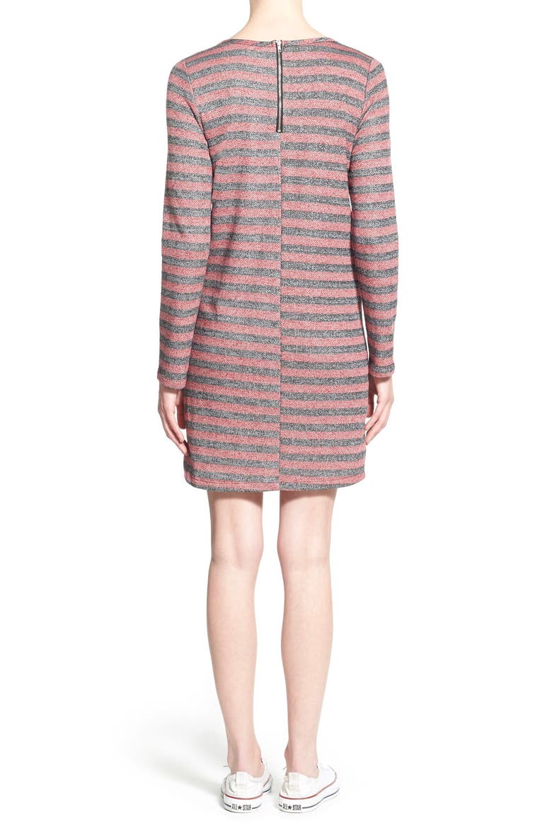 Stripe Long Sleeve Shift Dress, Alternate, color, BURGUNDY