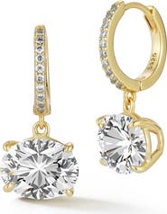 GLAZE JEWELRY Oval Moissanite Huggie Drop Earrings