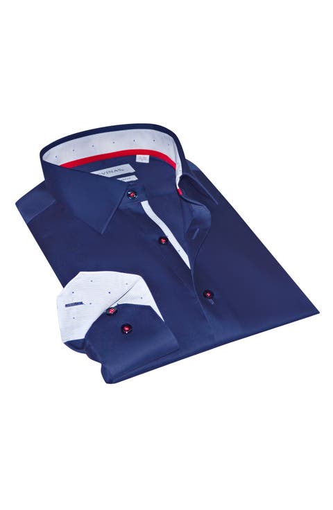 Contemporary Fit Solid Cotton Dress Shirt