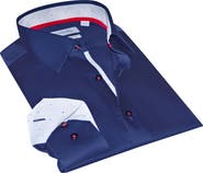 LEVINAS Contemporary Fit Solid Cotton Dress Shirt