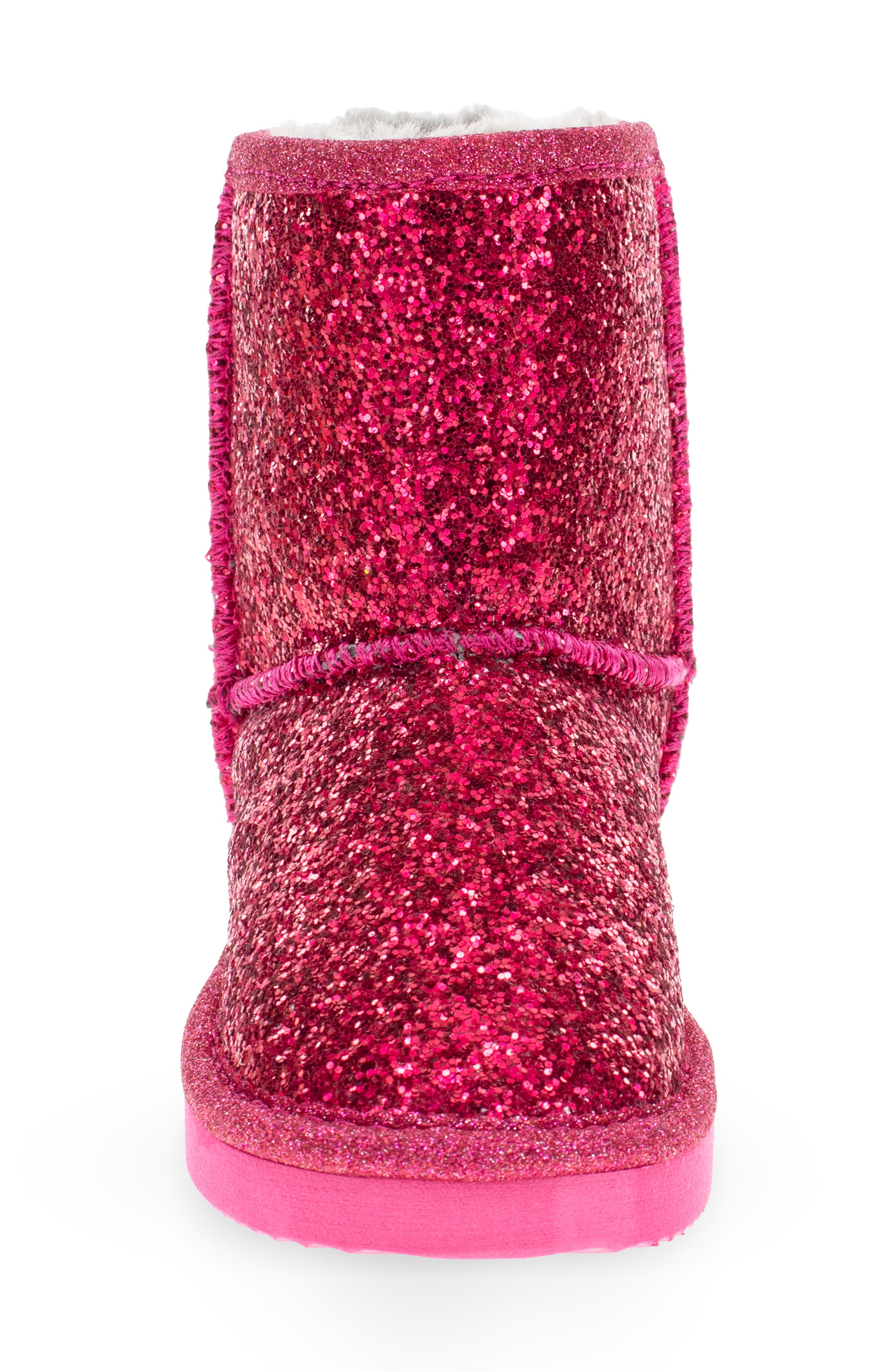 Kids' Emma Glitter Faux Fur Lined Boot, Alternate, color, PINK