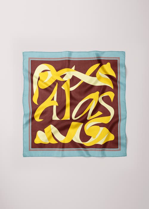 Alas Large Designer Printed Silk Scarf In Brown