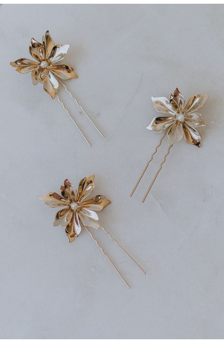 Untamed Petals Comet Pearl Pins, Alternate, color, Gold