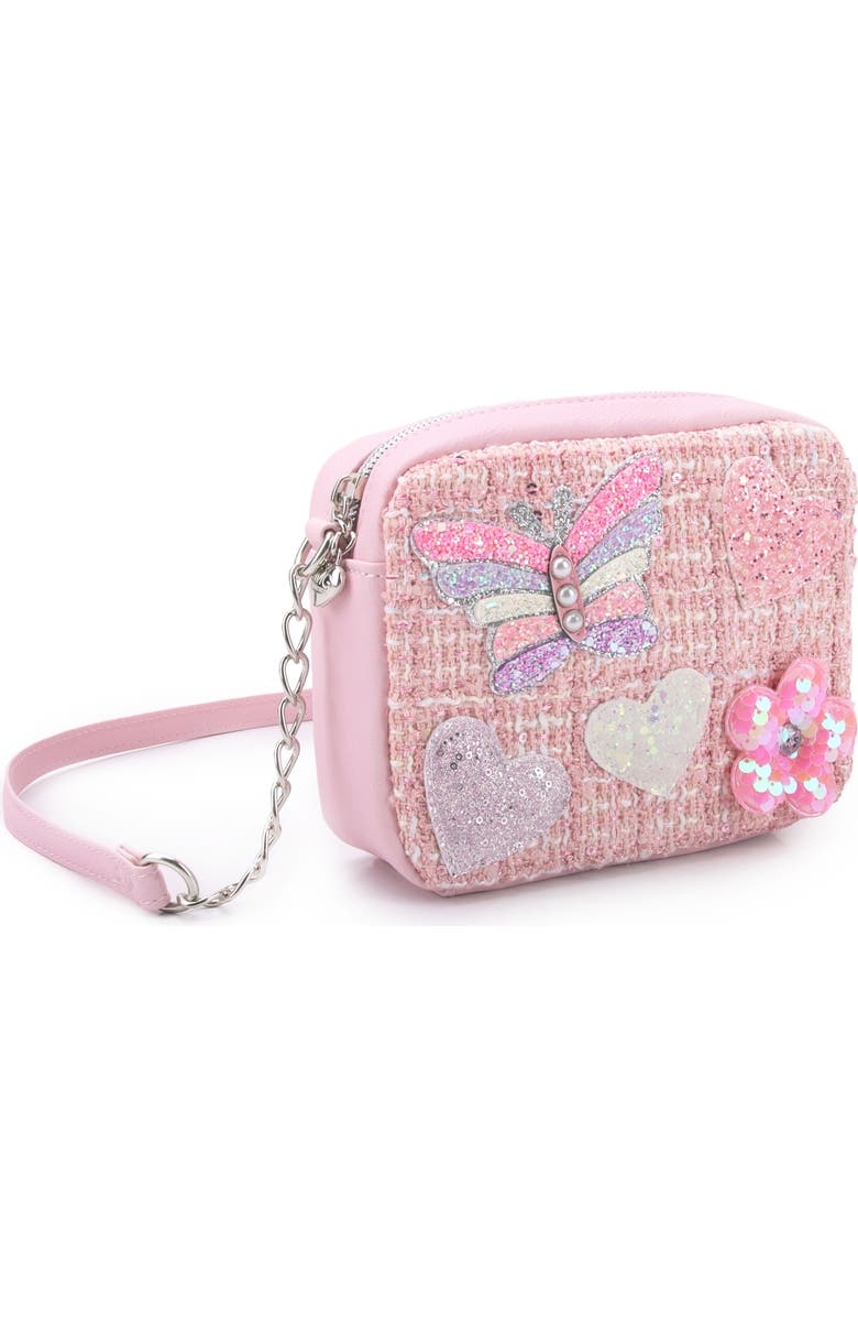 OMG Accessories Kids' Butterfly Tweed Crossbody Bag, Alternate, color, Lollipop