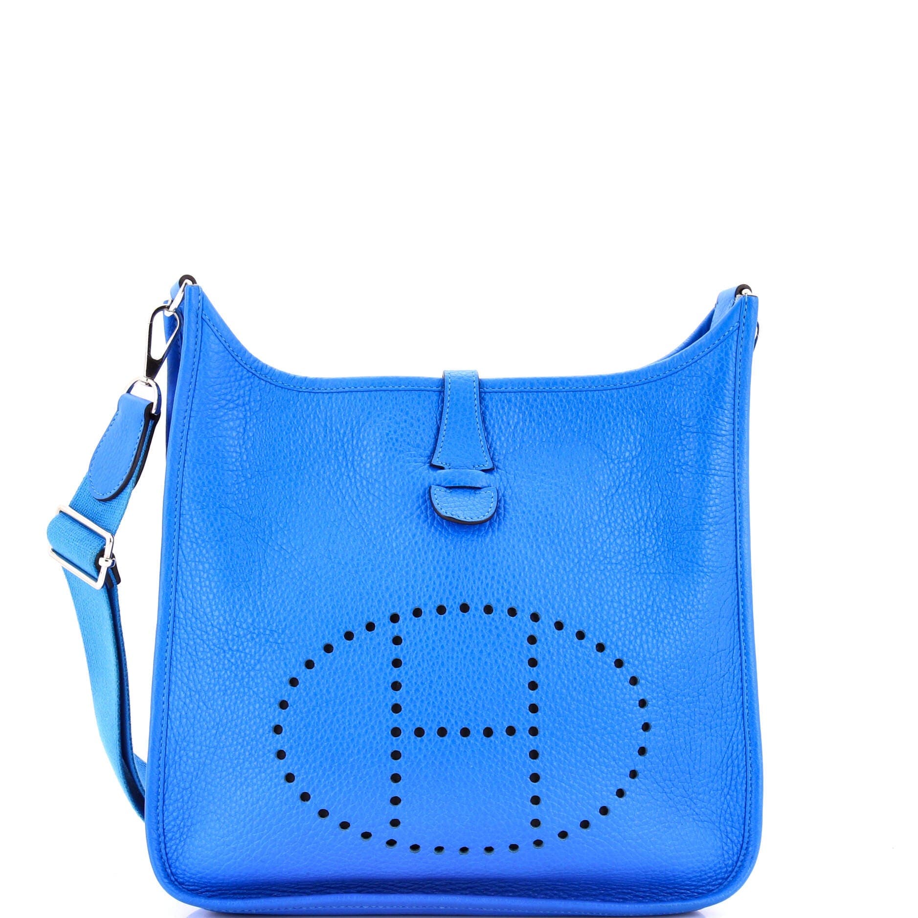 Pre-Owned Hermes Evelyne Bag Gen III Clemence PM, Main, color, Bleu Hydra