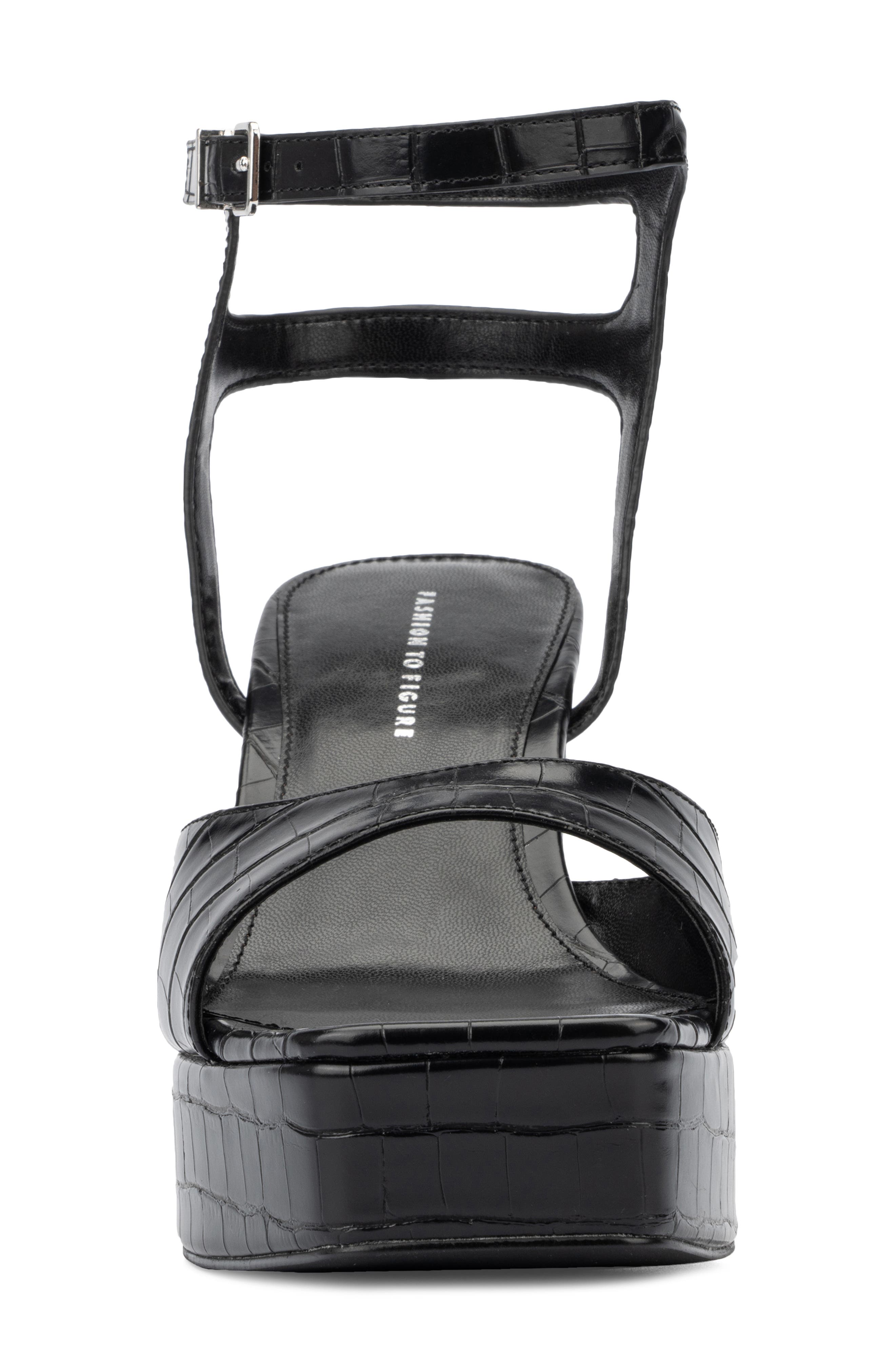 Fashion to Figure Hilari Croc Embossed Platform Heeled Sandal - Wide Width, Alternate, color, 