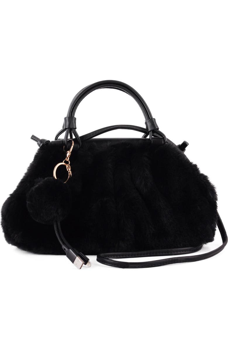 MOST WANTED USA Faux Fur Cloud Top Handle Satchel, Main, color,