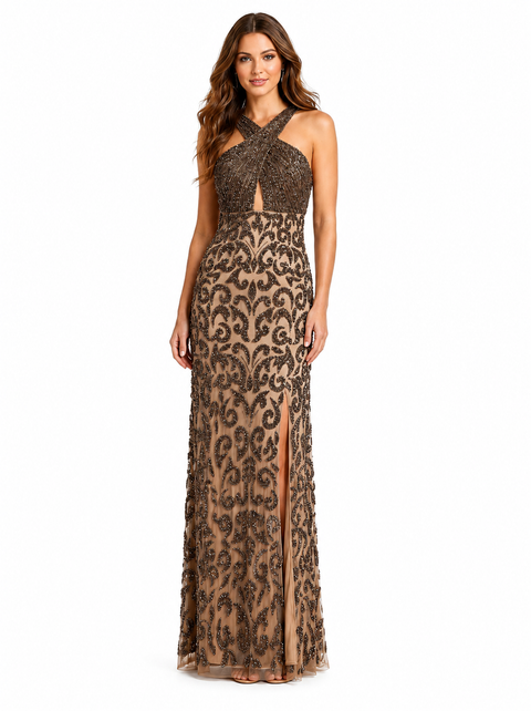 Beaded Cross Halter Dress