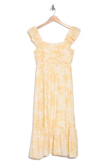 BLU PEPPER BLU PEPPER FLORAL PLEATED MIDI DRESS 