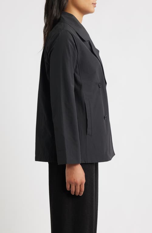 Eileen Fisher Organic Cotton Blend Crop Trench Coat In Black